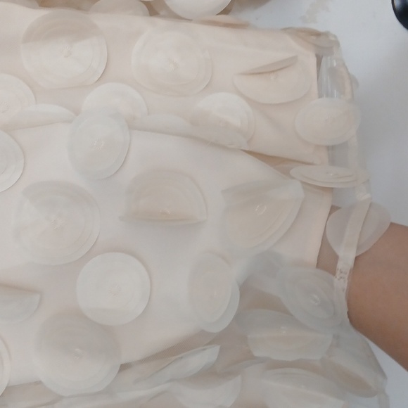 NWT STYLEWE Cream Privé Petal Details Long-Sleeve Chiffon Button-Up Blouse - Picture 12 of 16